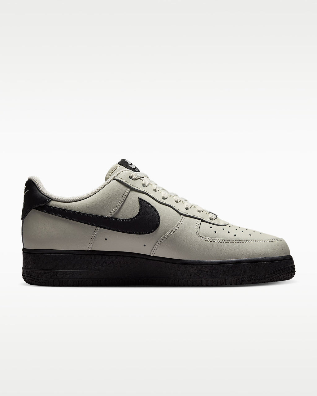 Nike Air Force 1 '07 Light Bone Black Swoosh Sneakers mens low top shoes