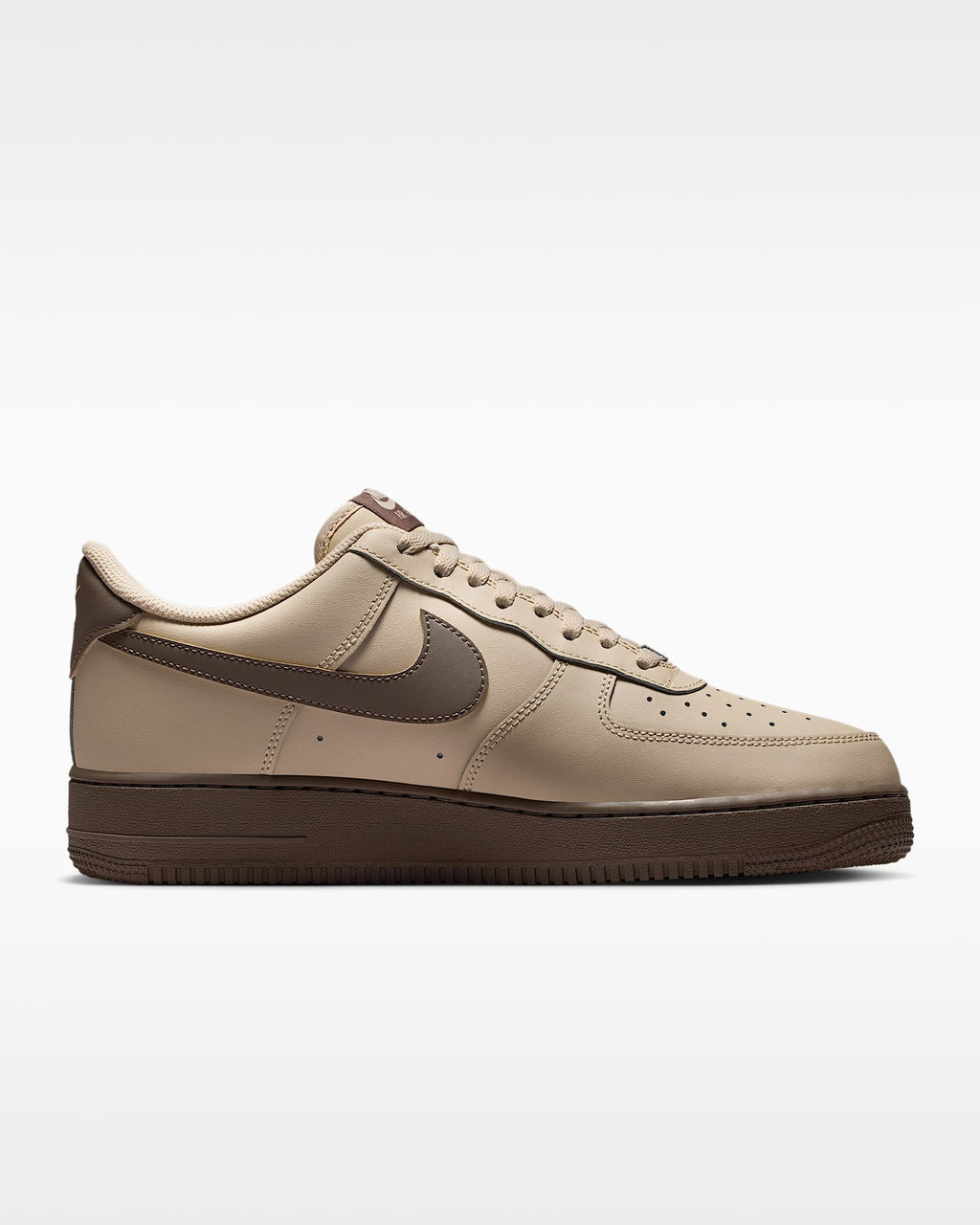 Nike Air Force 1 '07 Beige Dark Brown Swoosh Sneakers mens low top shoes