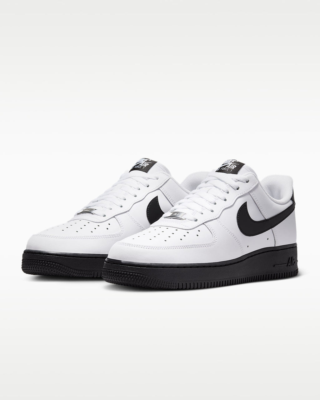 Nike Air Force 1 '07 White Black Swoosh Black Outsole Sneakersmens low top shoes