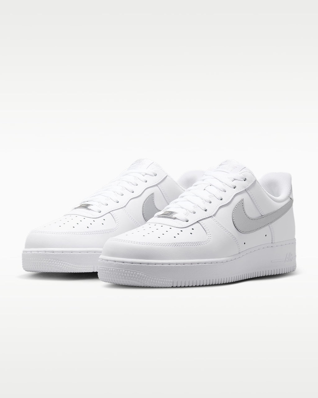 Nike Air Force 1 '07 White Silver Swoosh Sneakers mens low top shoes