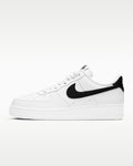 Nike Air Force 1 '07 White Pebbled Leather Black Swoosh Sneakers mens low top shoes