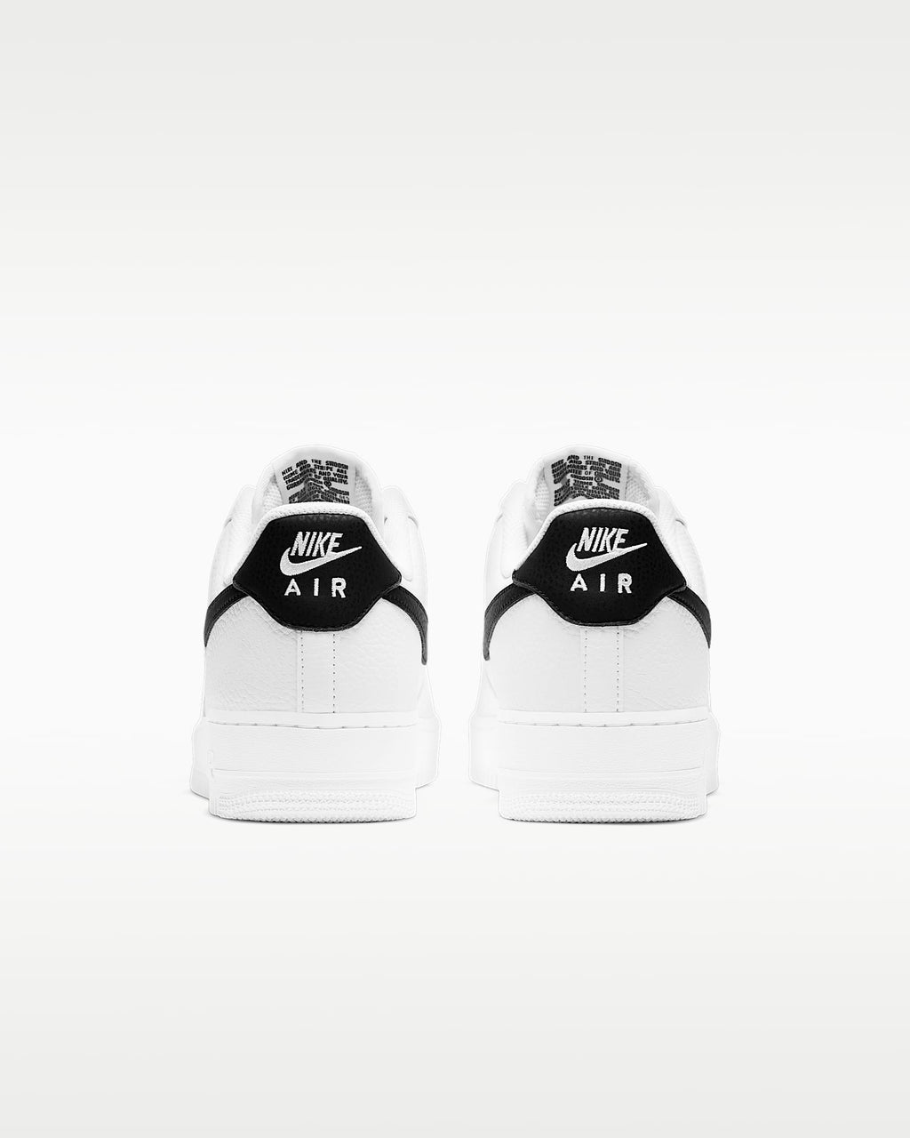 Nike Air Force 1 '07 White Pebbled Leather Black Swoosh Sneakers mens low top shoes