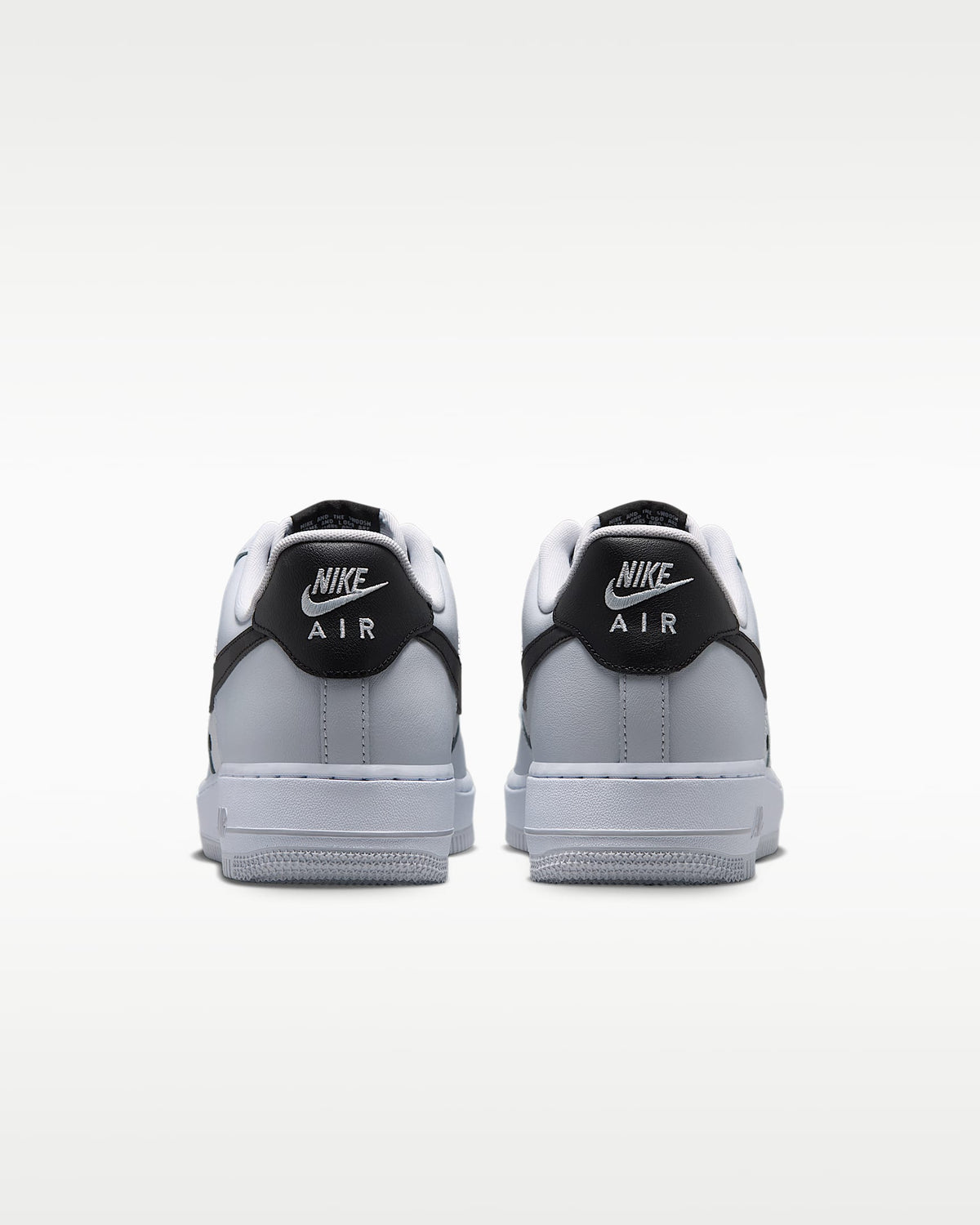 Nike Air Force 1 '07 Light Grey Black Swoosh Sneakers mens low top shoes