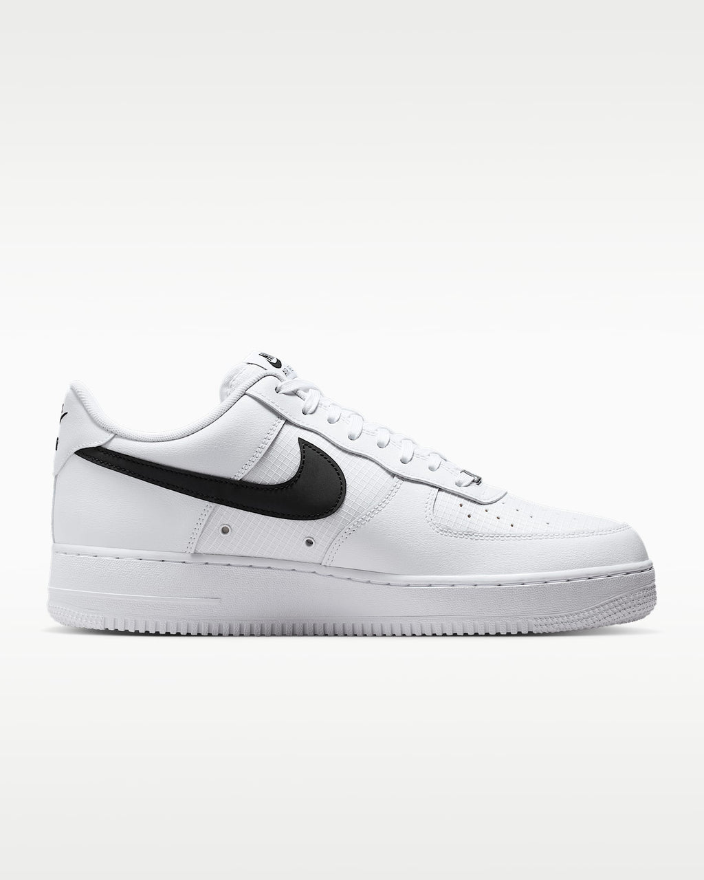 Nike Air Force 1 '07 LV8 White Grid Texture Black Swoosh Sneakers mens low top shoes
