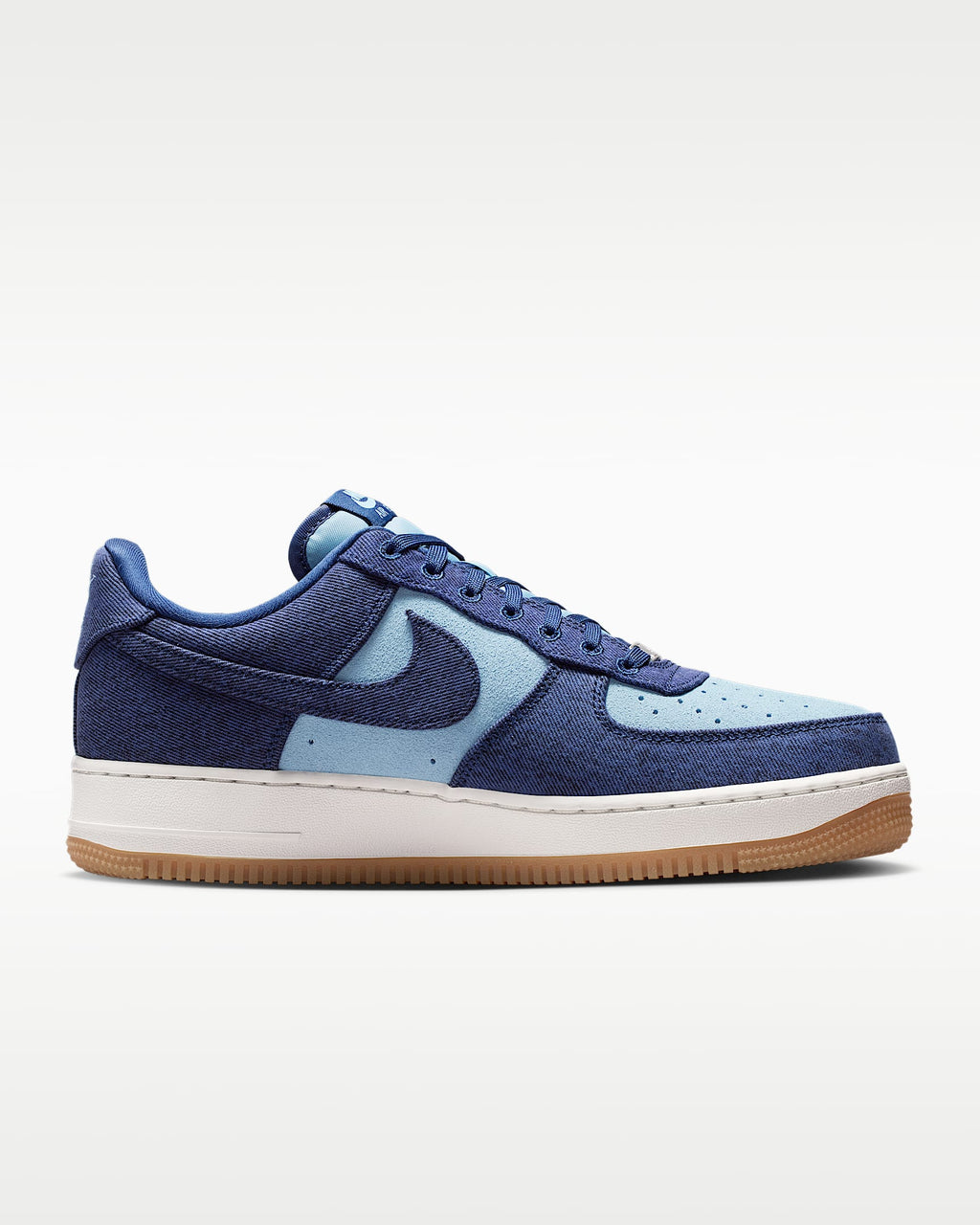 Nike Air Force 1 '07 Two-Tone Blue Denim Gum Sneakers mens low top shoes