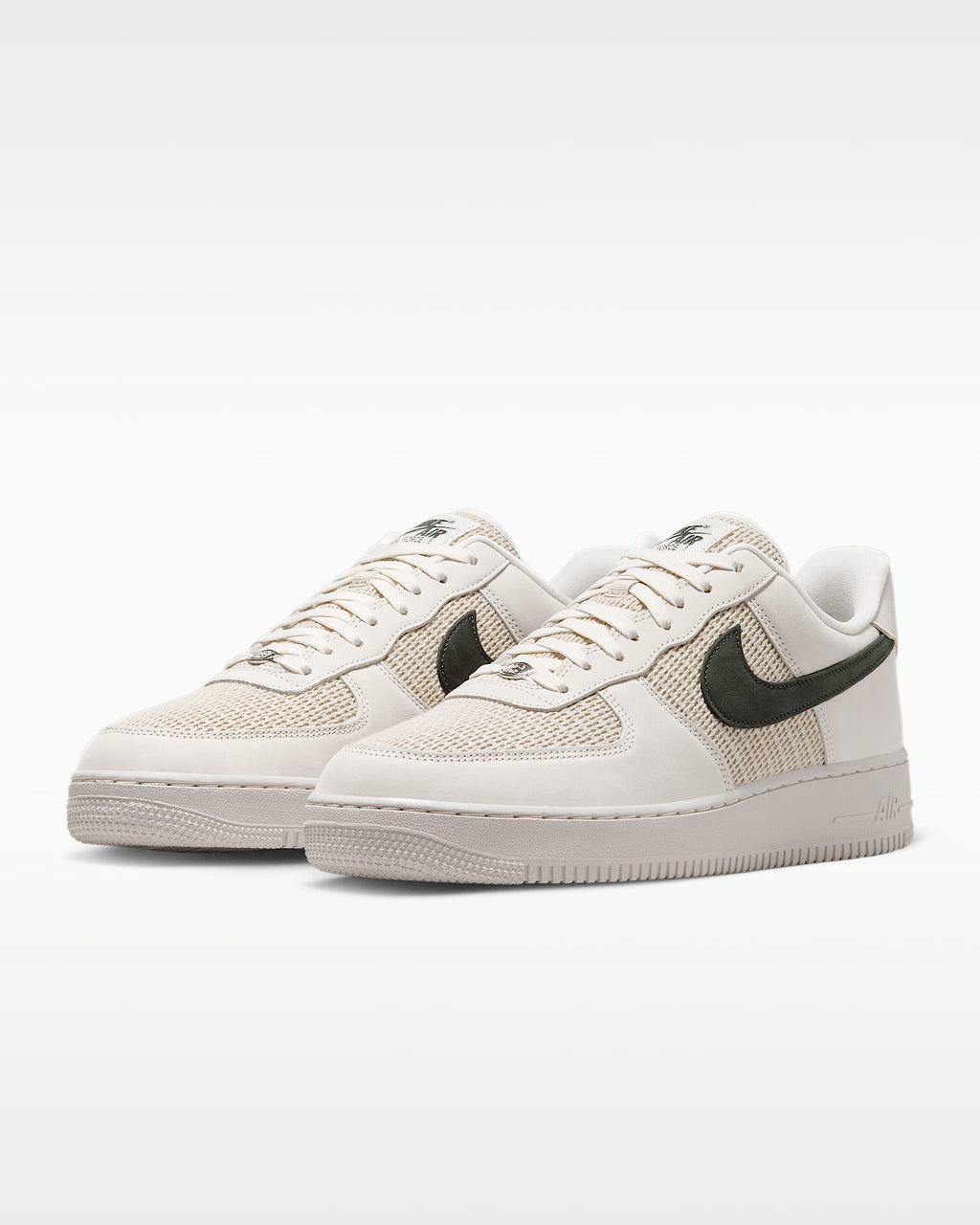 Nike Air Force 1 '07 Sail and Dark Green Mesh Sneakers mens low top shoes