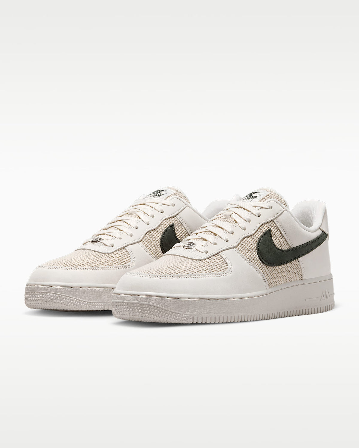 Nike Air Force 1 '07 Sail and Dark Green Mesh Sneakers mens low top shoes