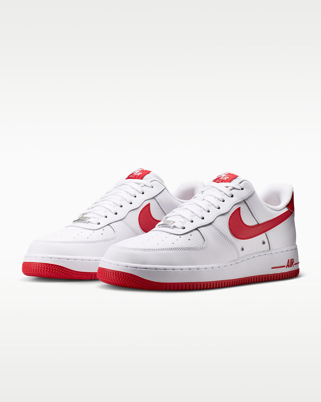 Nike Air Force 1 '07 White Red Swoosh Red Outsole Sneakers mens low top shoes
