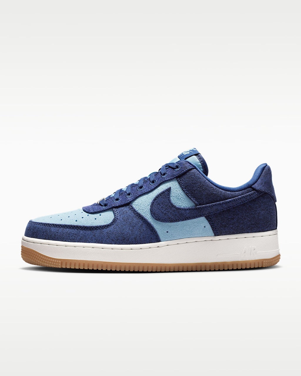 Nike Air Force 1 '07 Two-Tone Blue Denim Gum Sneakers mens low top shoes
