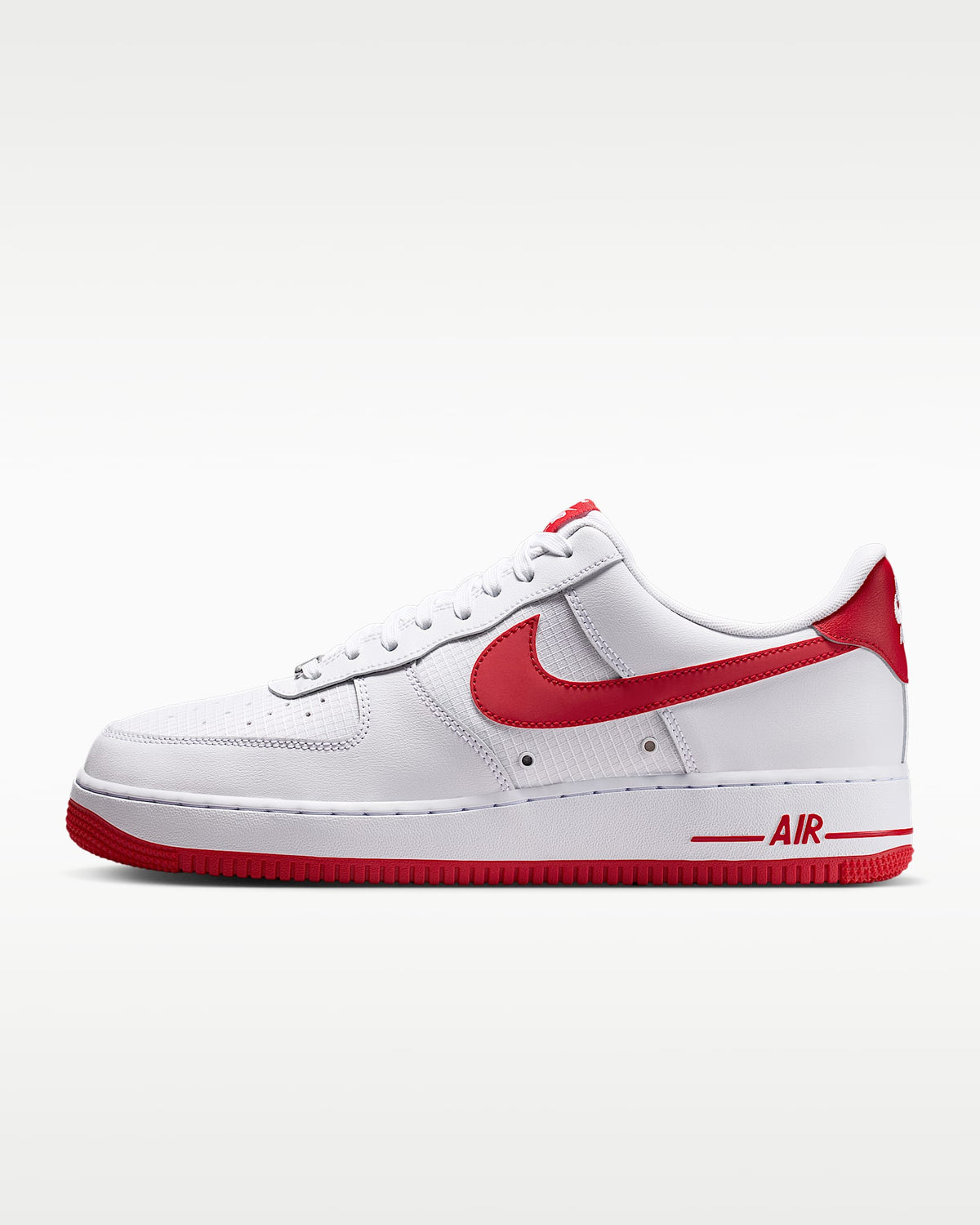 Nike Air Force 1 '07 White Red Swoosh Red Outsole Sneakers mens low top shoes