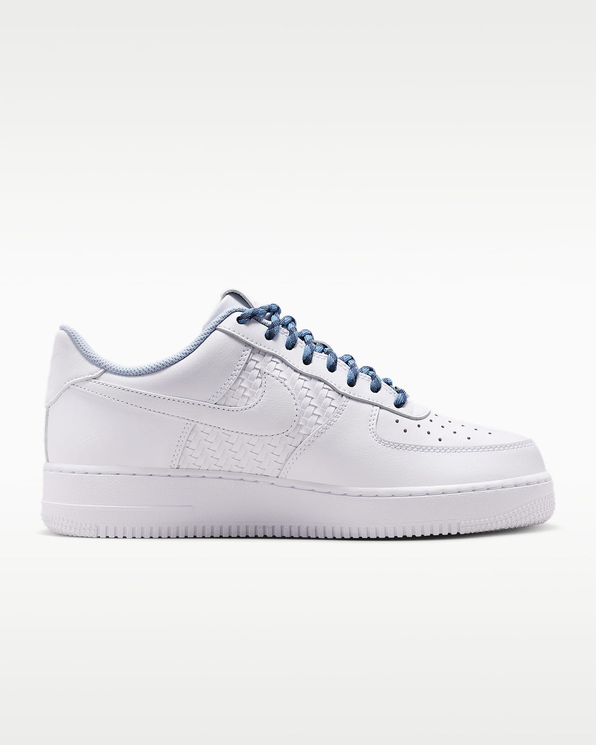 Nike Air Force 1 '07 White Woven Detail Blue Rope Laces Sneakers mens low top shoes