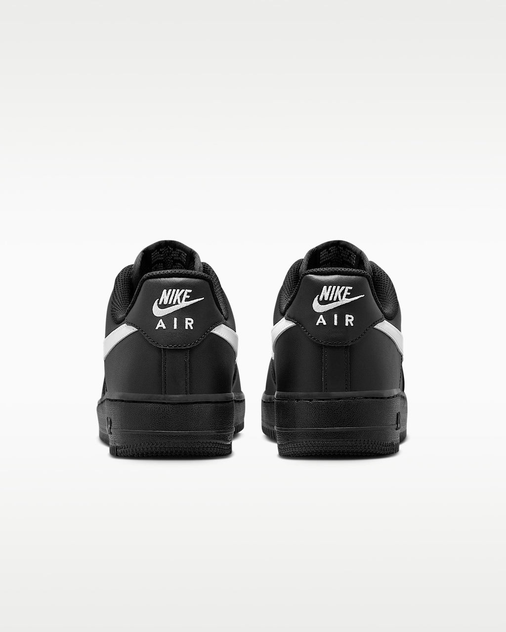 Nike Air Force 1 '07 Black Leather White Swoosh Sneakers mens low top shoes