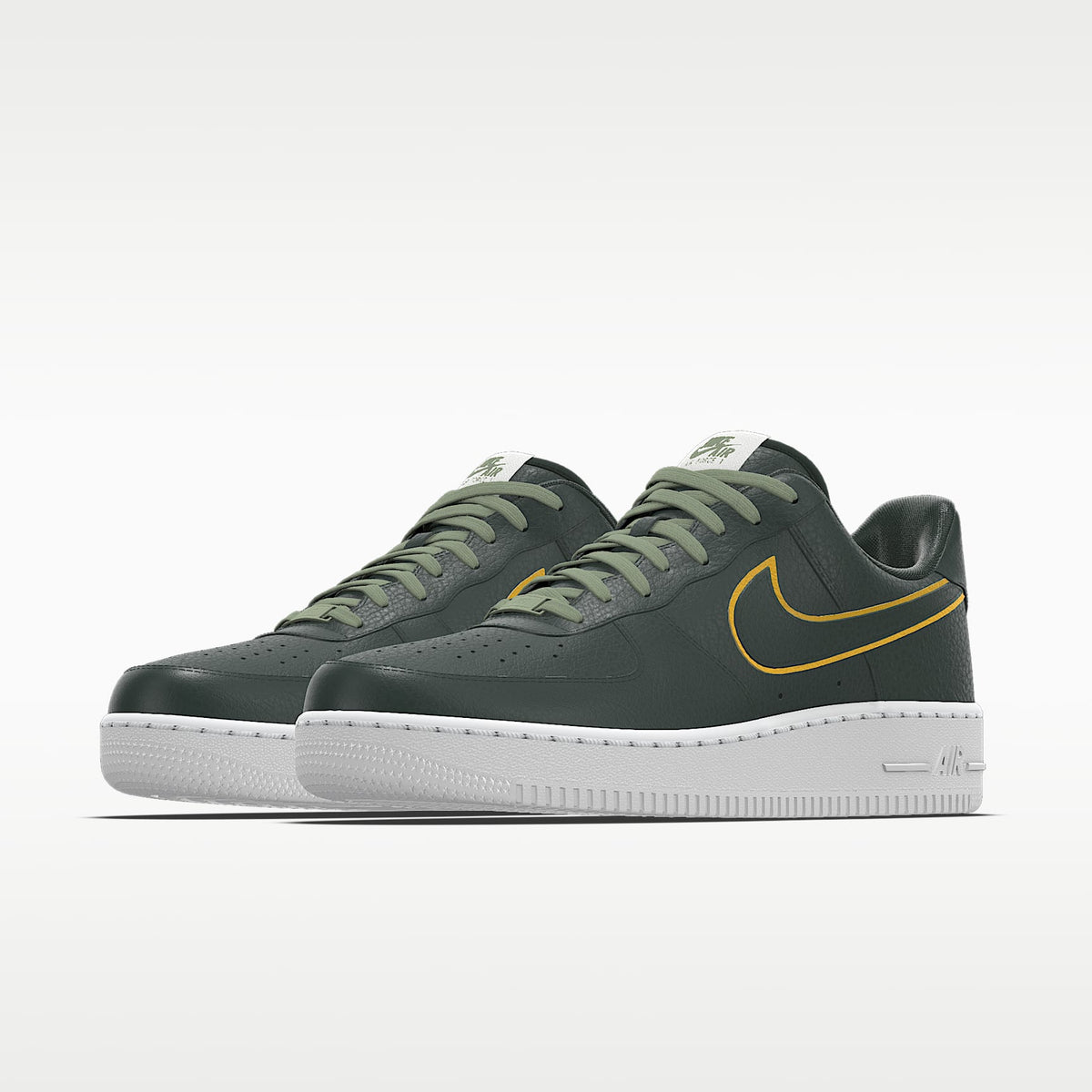 Nike Air Force 1 '07 Dark Green Gold Outline Sneakers mens low top shoes