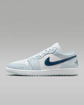 nike mens low top shoes Air Jordan 1 Low White Ice Blue and Dark Navy Sneakers