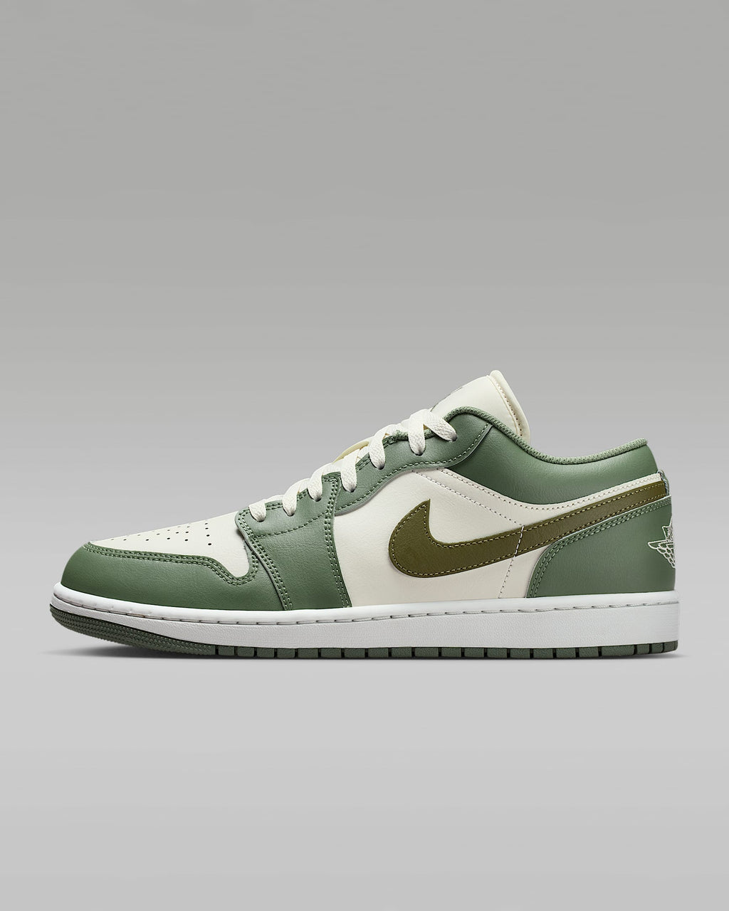 nike shoes for men  Air Jordan 1 Low OG Sail Medium Olive Leather Sneakers