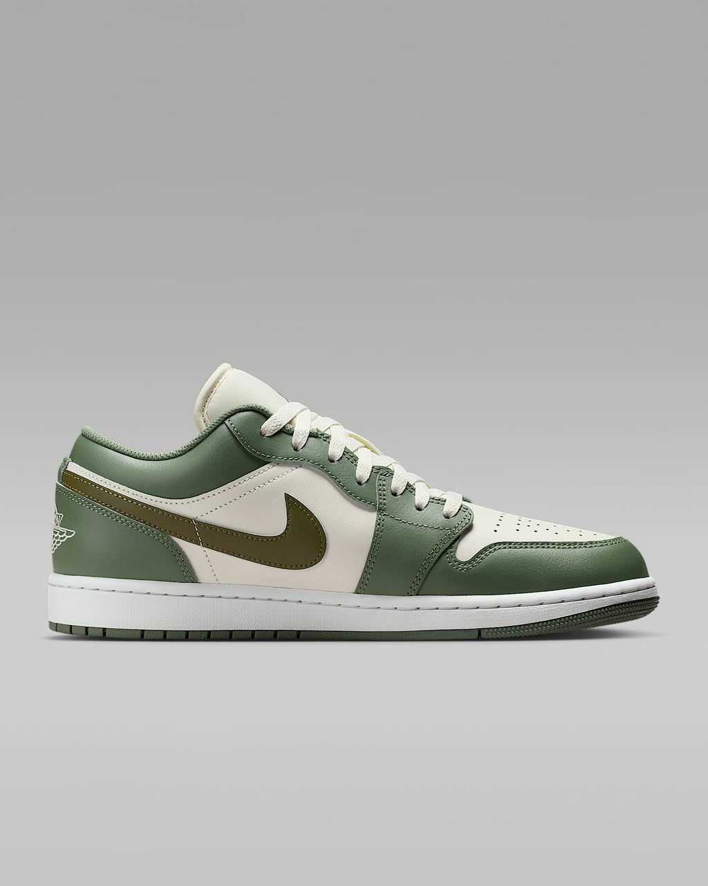 nike shoes for men  Air Jordan 1 Low OG Sail Medium Olive Leather Sneakers