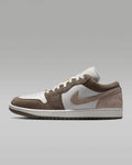 nike mens low top shoes Air Jordan 1 Low White Medium Brown and Taupe Haze Sneakers
