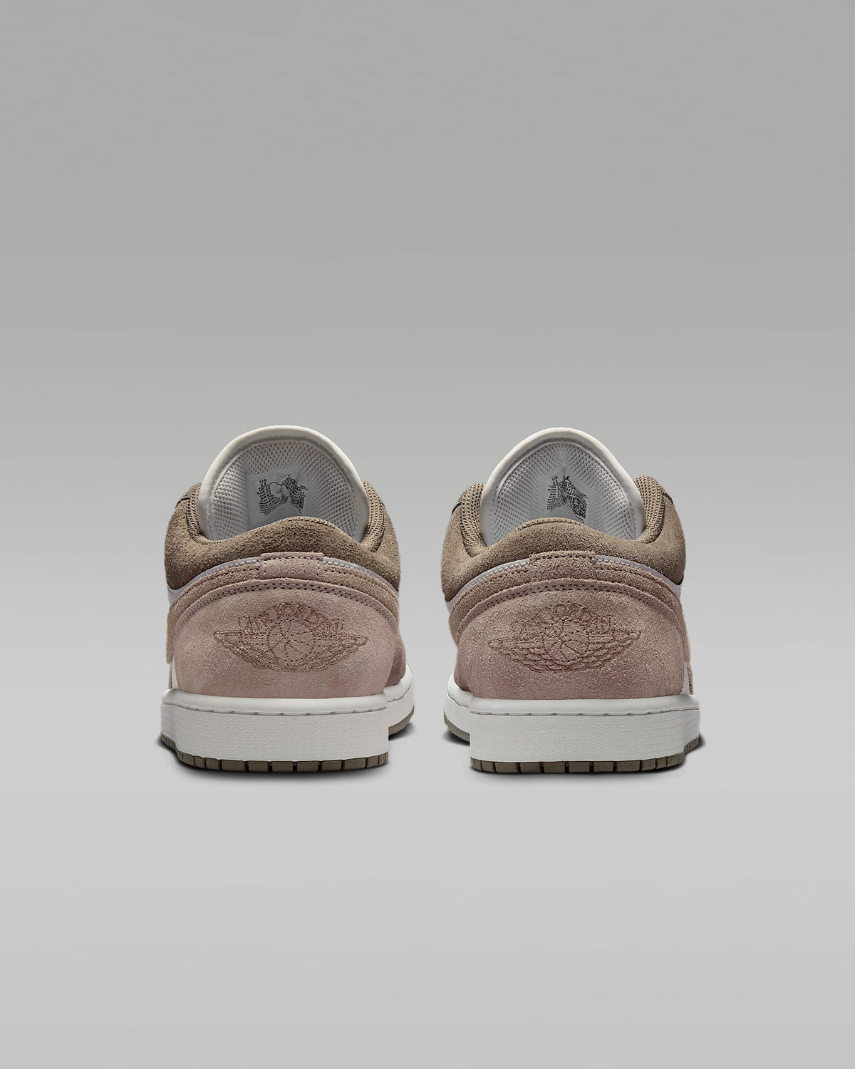 nike mens low top shoes Air Jordan 1 Low White Medium Brown and Taupe Haze Sneakers