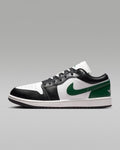 nike mens low top shoes Air Jordan 1 Low White Black and Pine Green Sneakers