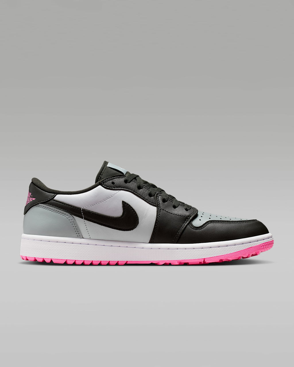 nike mens low top shoes Air Jordan 1 Low G Golf Black Grey and Hyper Pink Sneakers
