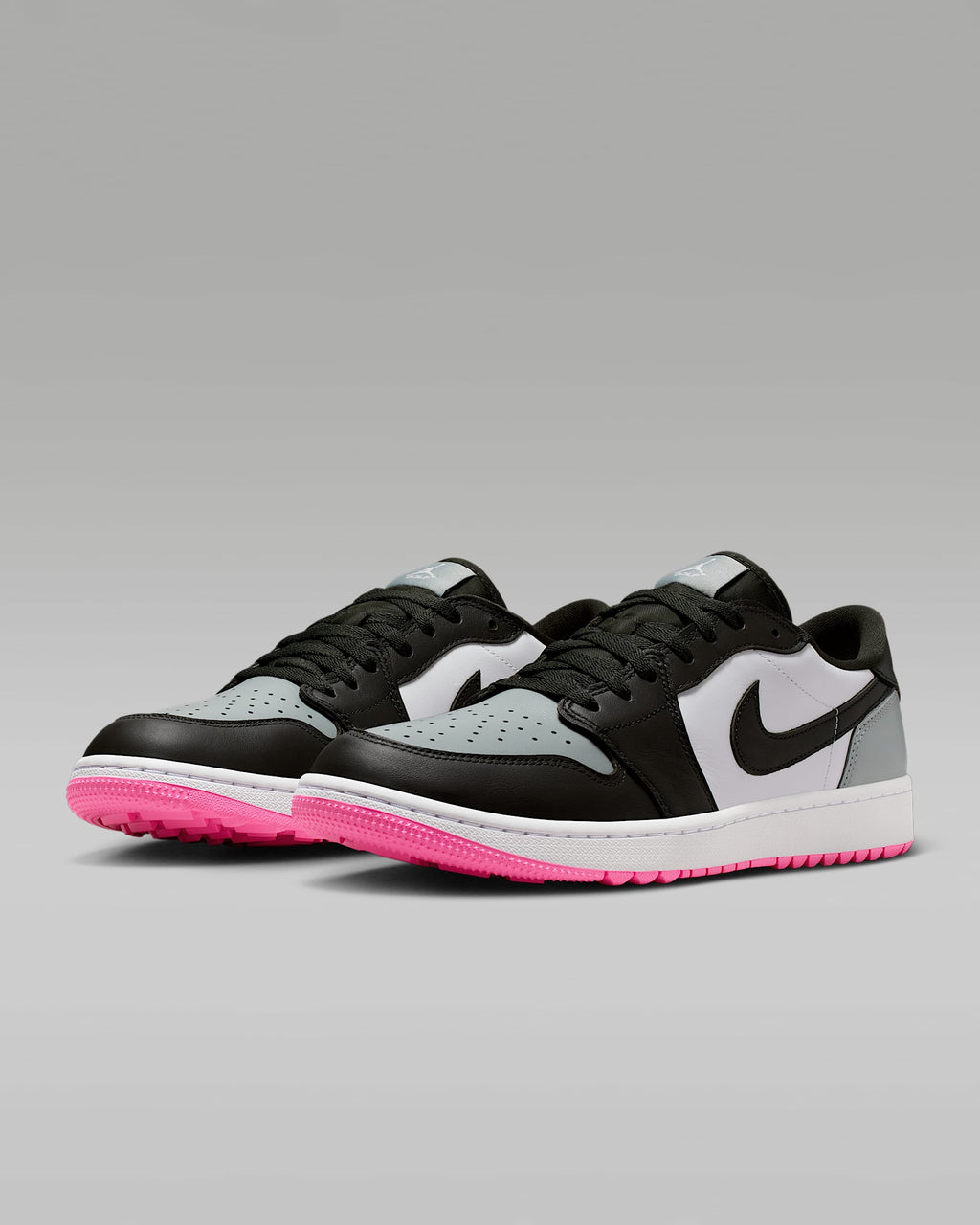 nike mens low top shoes Air Jordan 1 Low G Golf Black Grey and Hyper Pink Sneakers