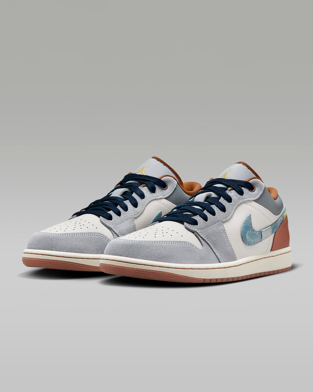 nike mens low top shoes Air Jordan 1 Low SE Sail Light Smoke Grey and Pecan Sneakers
