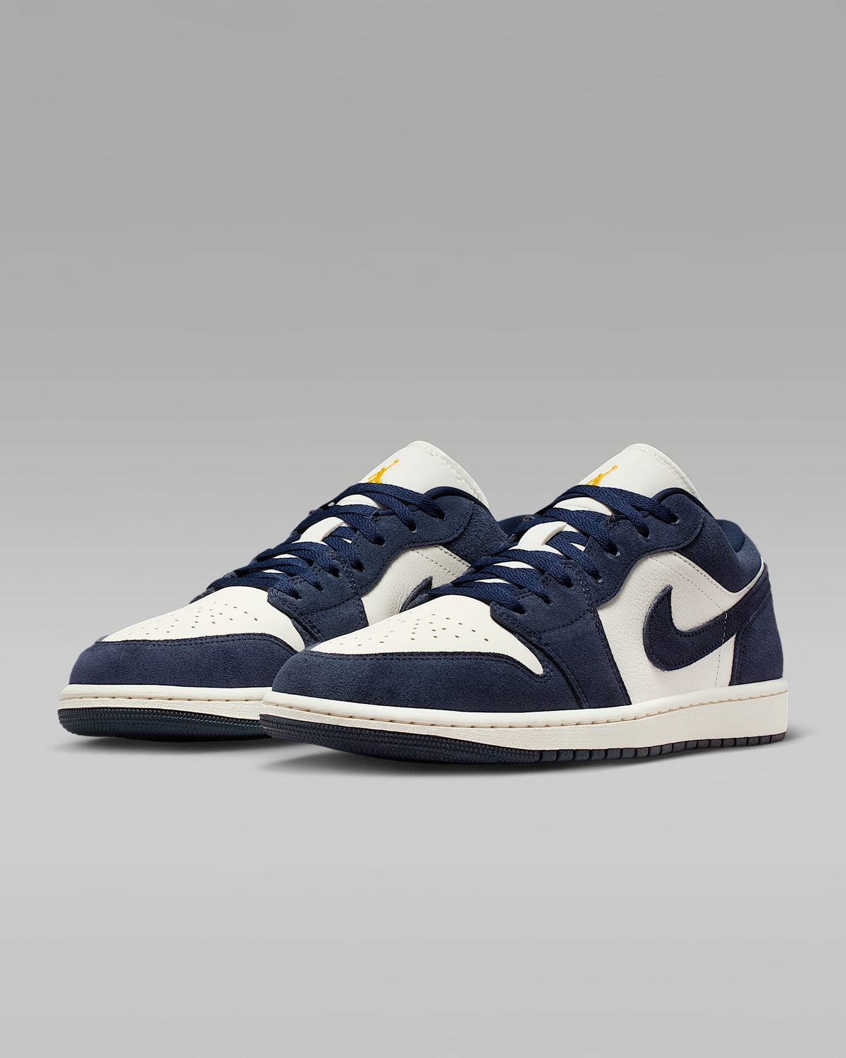 nike mens low top shoes Air Jordan 1 Low Sail Midnight Navy and University Red Sneakers