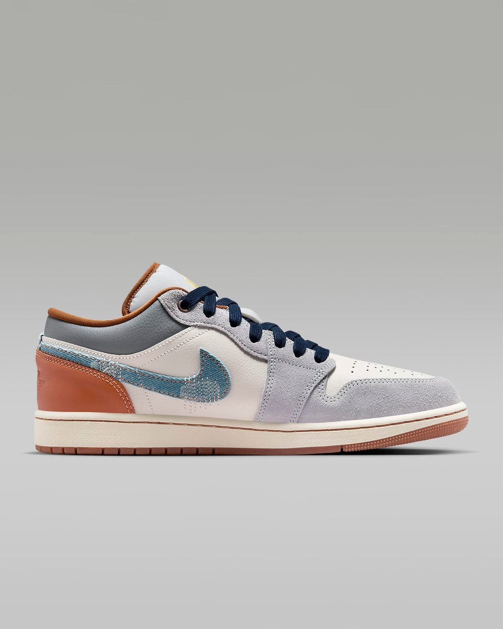 nike mens low top shoes Air Jordan 1 Low SE Sail Light Smoke Grey and Pecan Sneakers