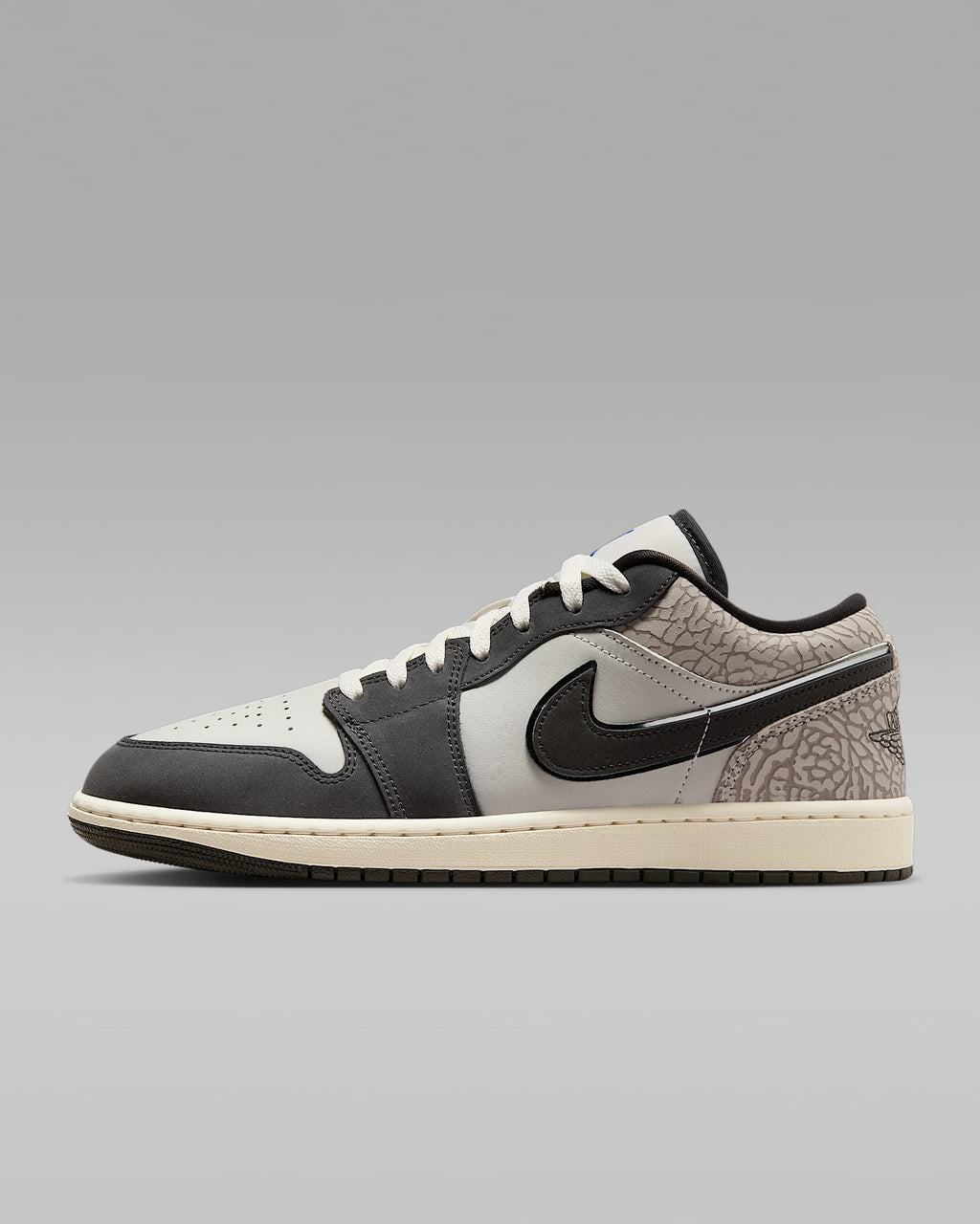 nike mens low top shoes Air Jordan 1 Low Sail Dark Grey Elephant Print Mixed-Material Sneakers
