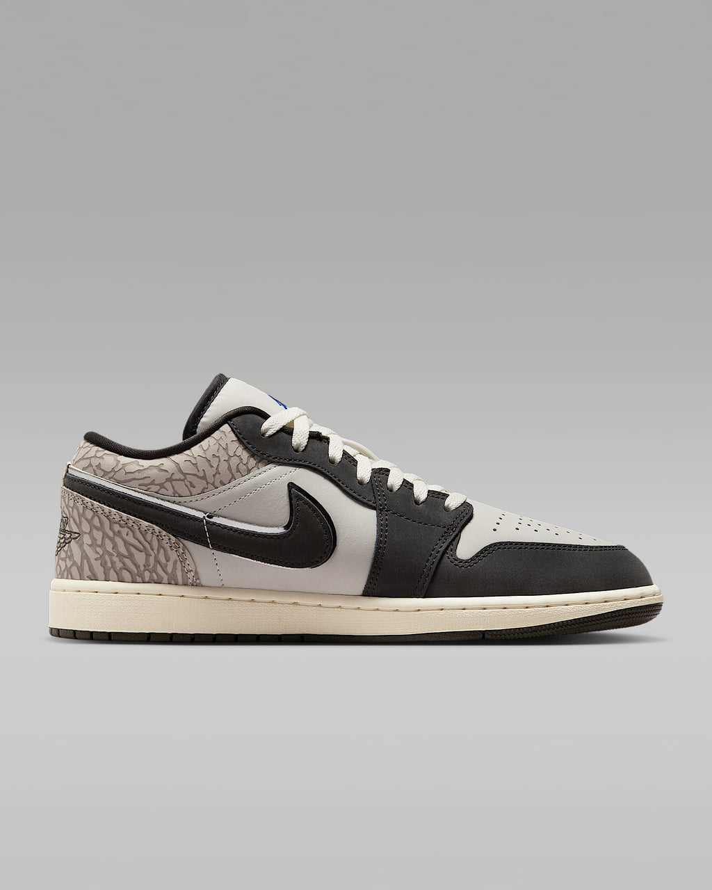 nike mens low top shoes Air Jordan 1 Low Sail Dark Grey Elephant Print Mixed-Material Sneakers