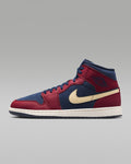 nike shoes for men Air Jordan 1 Mid OG Navy Red Cream Swoosh Leather Sneakers