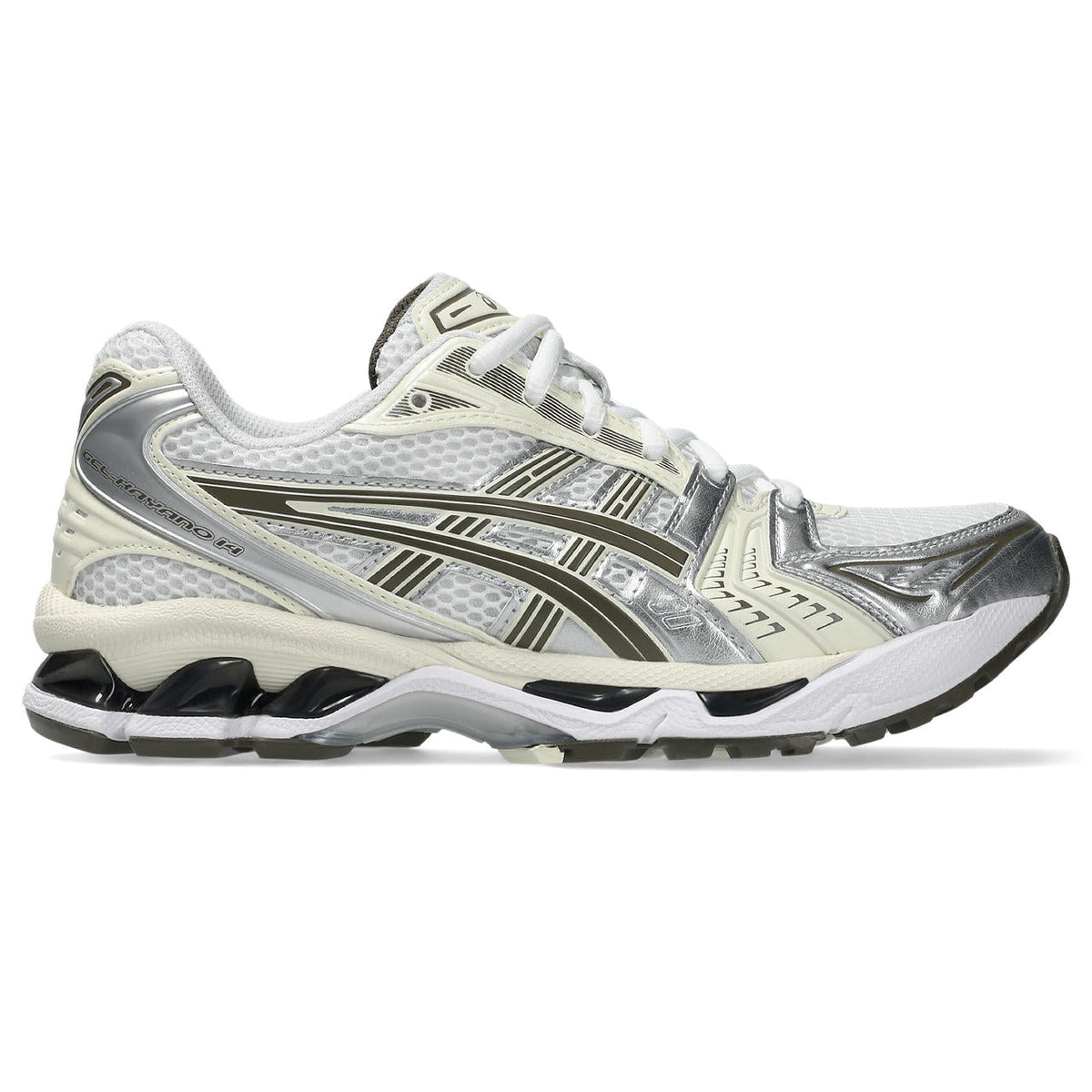 Asics  shoes  neutral running shoes mens  sneakers Gel-Kayano 14 White / Olive / Metallic Silver