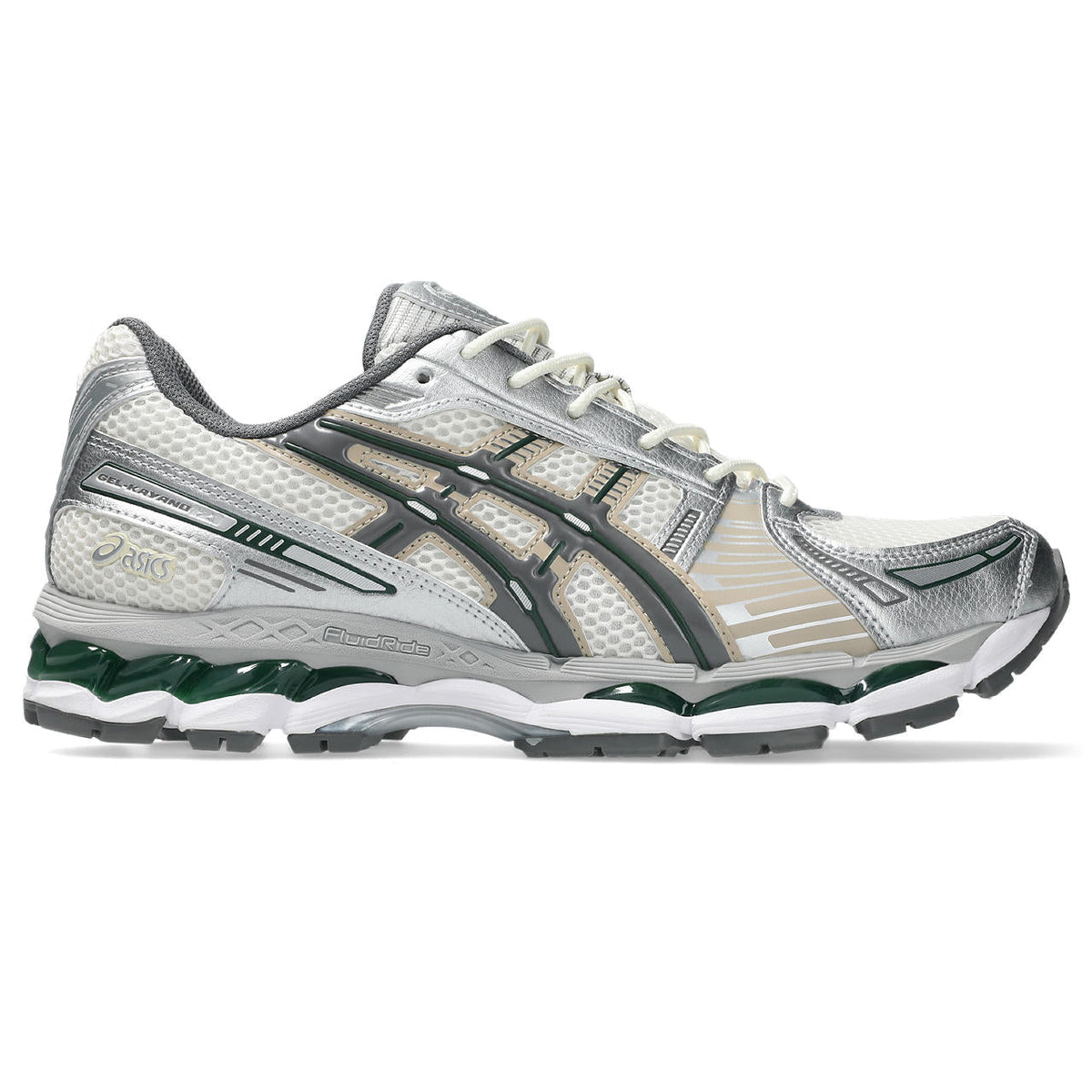 Asics  shoes  neutral running shoes mens  sneakers Gel-Nimbus White / Metallic Silver / Dark Green / Beige