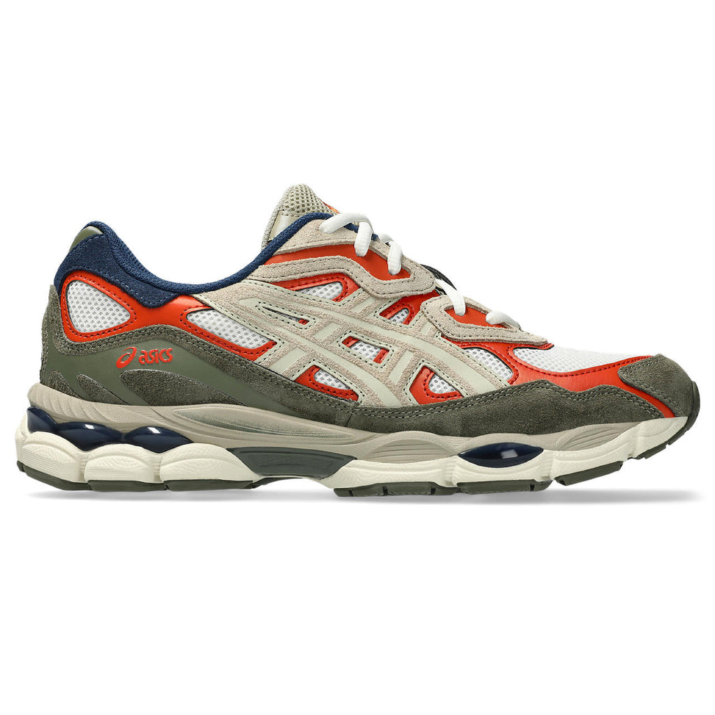 Asics womens shoes  neutral running shoes mens  sneakers Gel-NYC – White/Orange/Olive Green Sneaker
