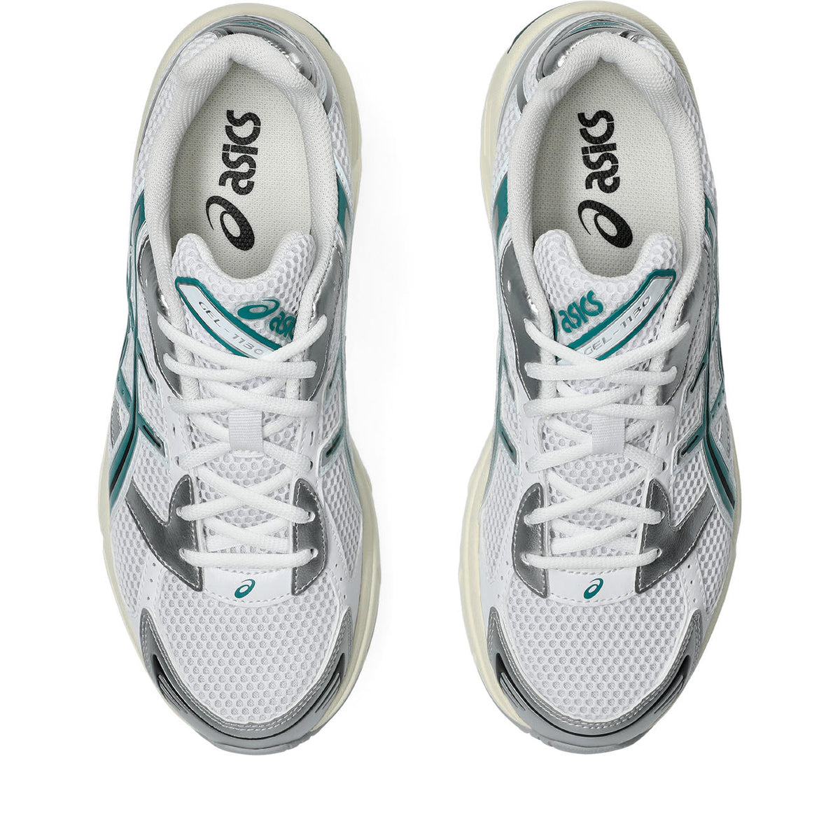 Asics womens shoes  neutral running shoes mens  sneakers Gel-1130 – White/Silver/Teal Green Sneaker
