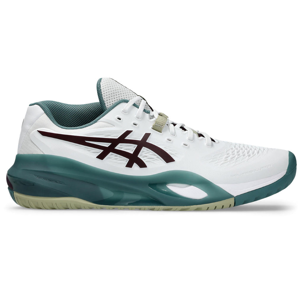 Asics womens shoes  neutral running shoes mens  sneakers Gel-Resolution – White/Burgundy/Teal Green Tennis Sneaker