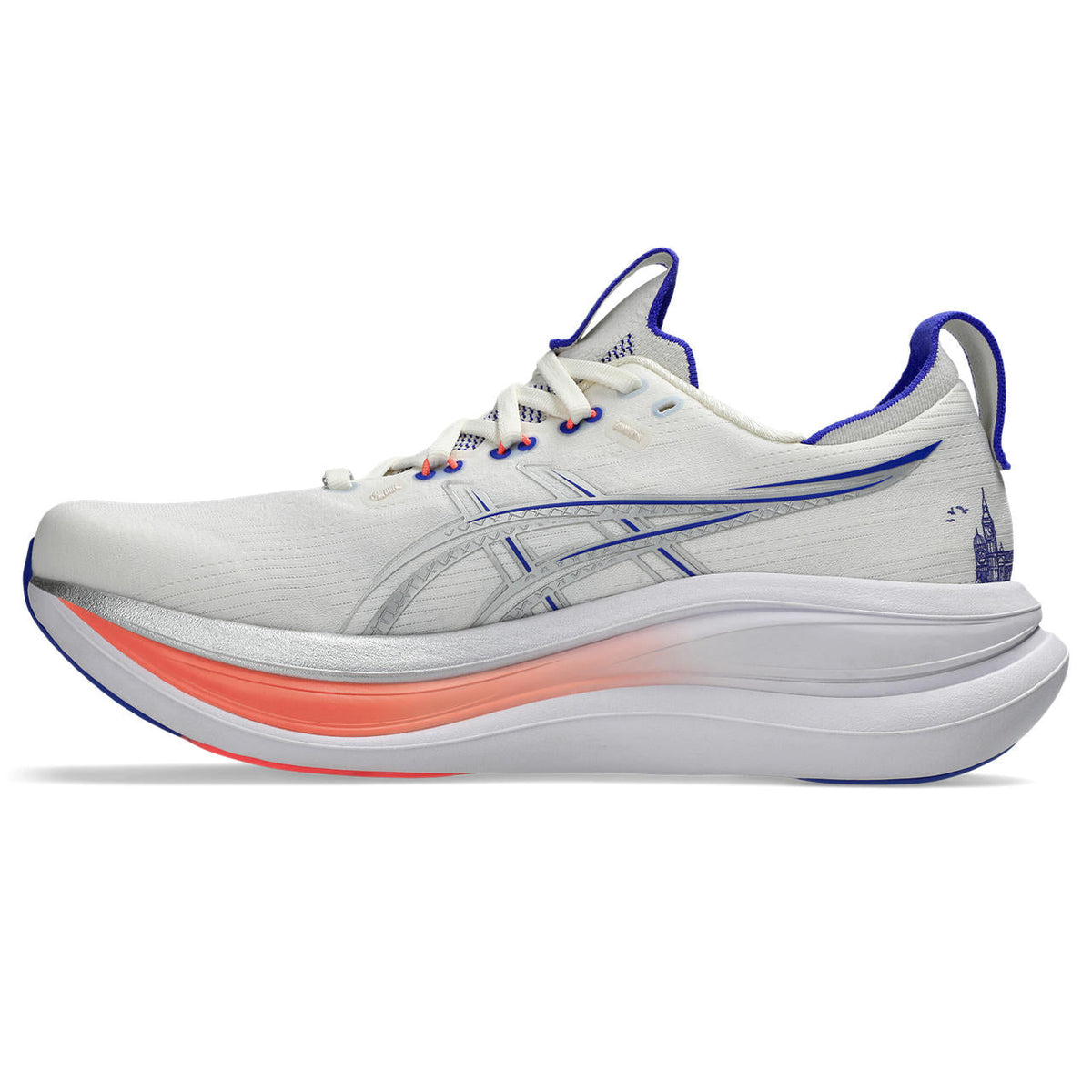 Asics womens shoes  neutral running shoes mens  sneakers  Gel-Nimbus 27 White / Blue / Orange