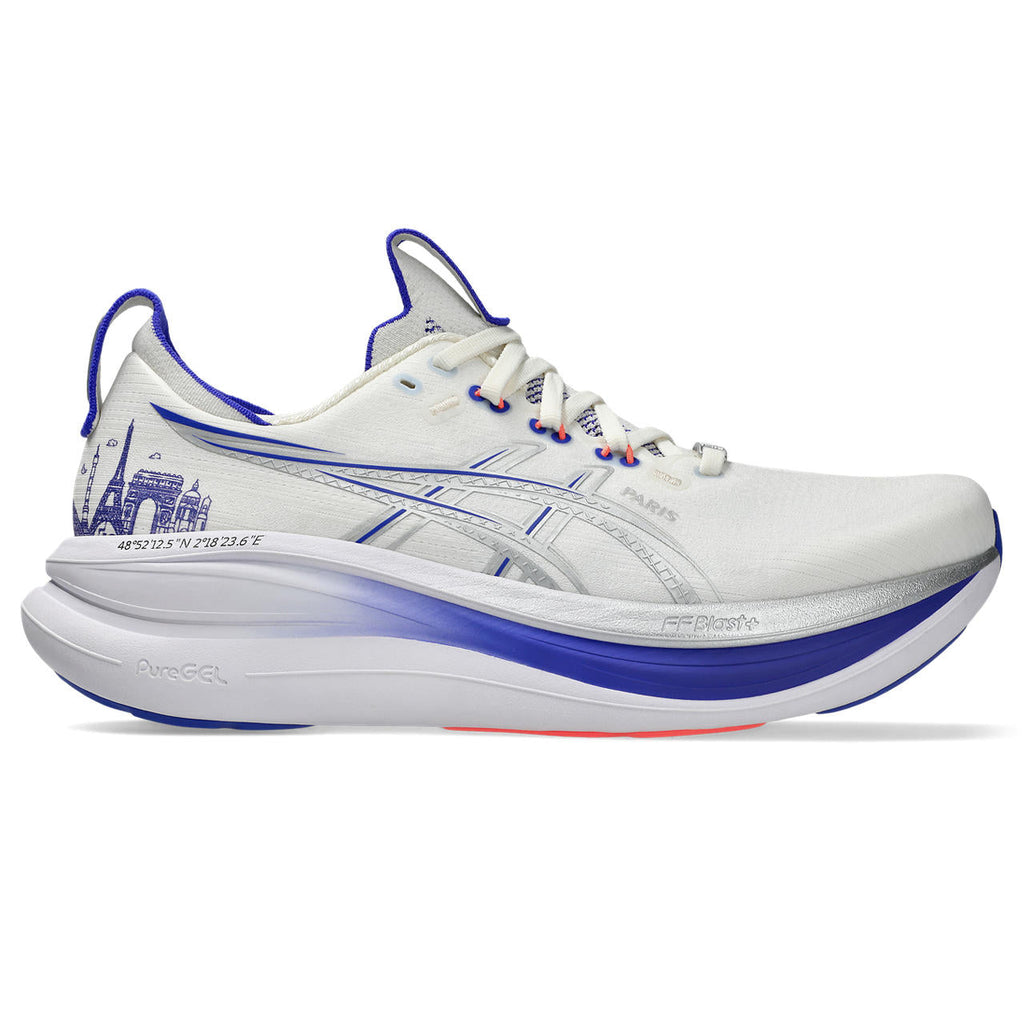 Asics womens shoes  neutral running shoes mens  sneakers  Gel-Nimbus 27 White / Blue / Orange