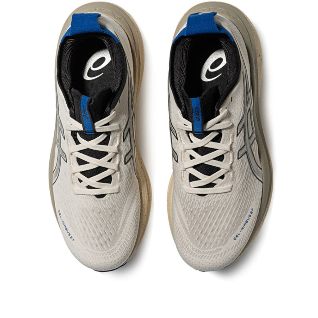 Asics womens shoes  neutral running shoes mens  sneakers  Gel-Nimbus 27 Cream / Silver / Blue