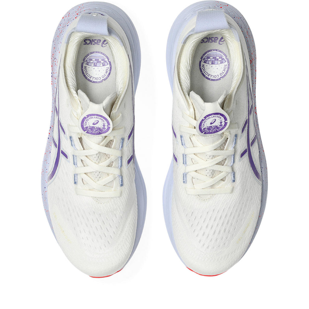 Asics womens shoes  neutral running shoes mens  sneakers Gel-Nimbus 27 White / Purple / Speckled