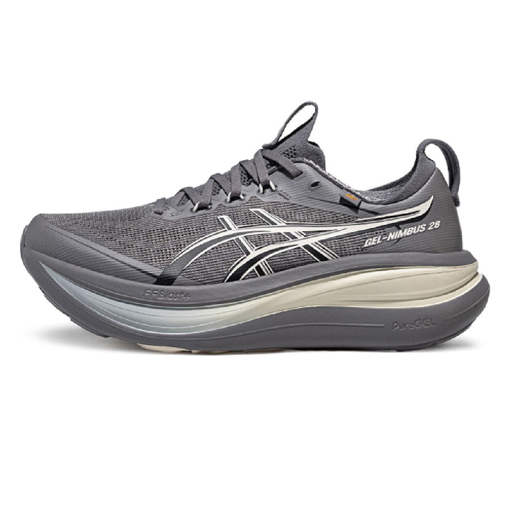 Asics womens shoes  neutral running shoes mens  sneakers  Gel-Nimbus 28 Charcoal Gray / Silver / Beige