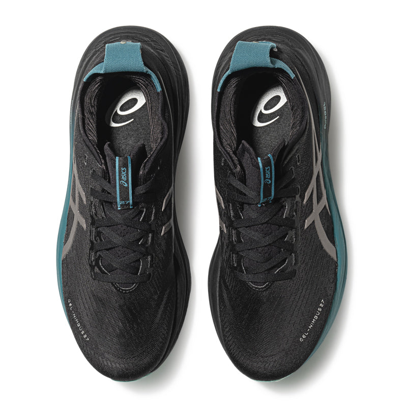 Asics womens shoes  neutral running shoes mens  sneakers Gel-Nimbus 27 Black / Metallic Silver / Teal