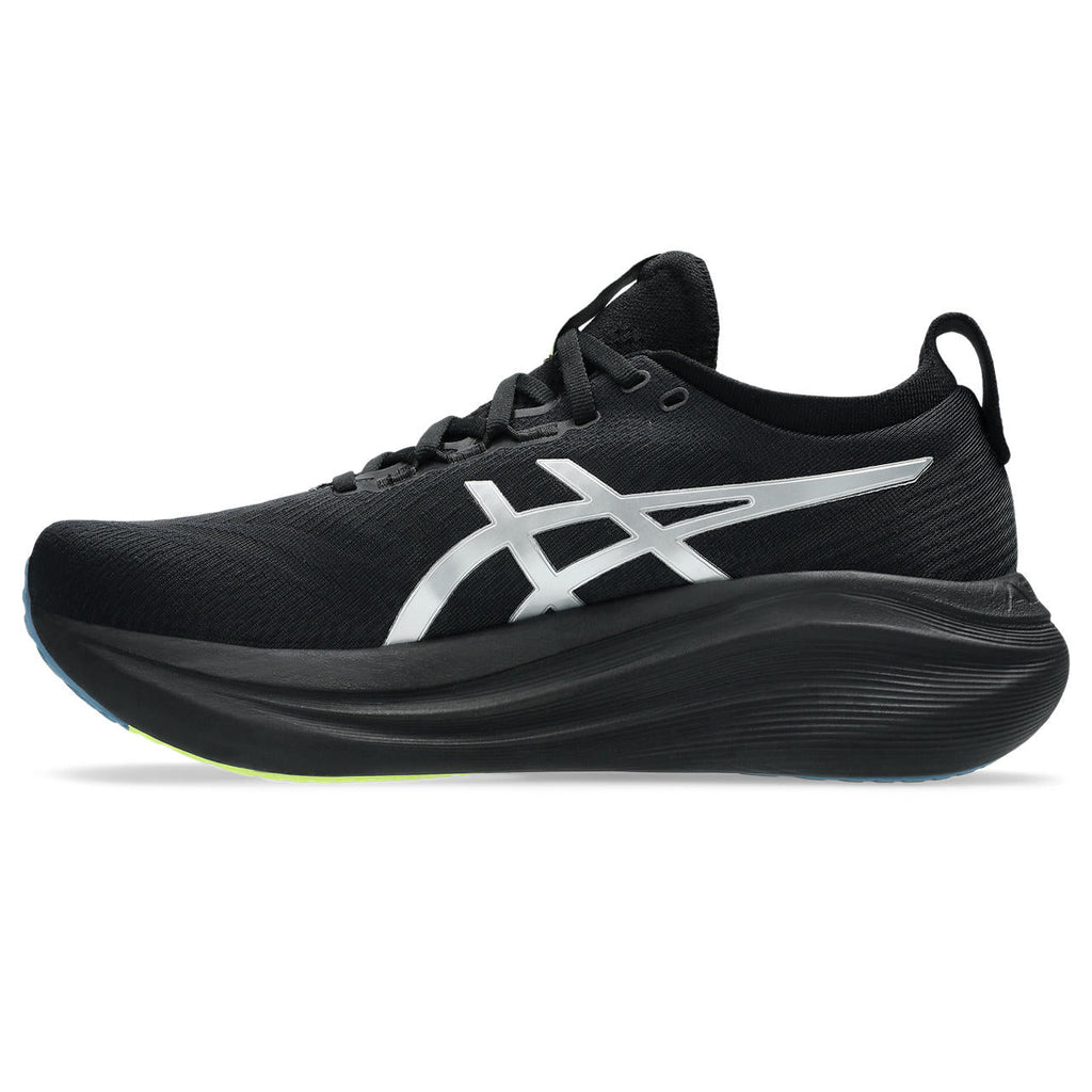 Asics womens shoes  neutral running shoes mens  sneakers  Gel-Nimbus 28 – Black/Silver/Lime Running Shoe