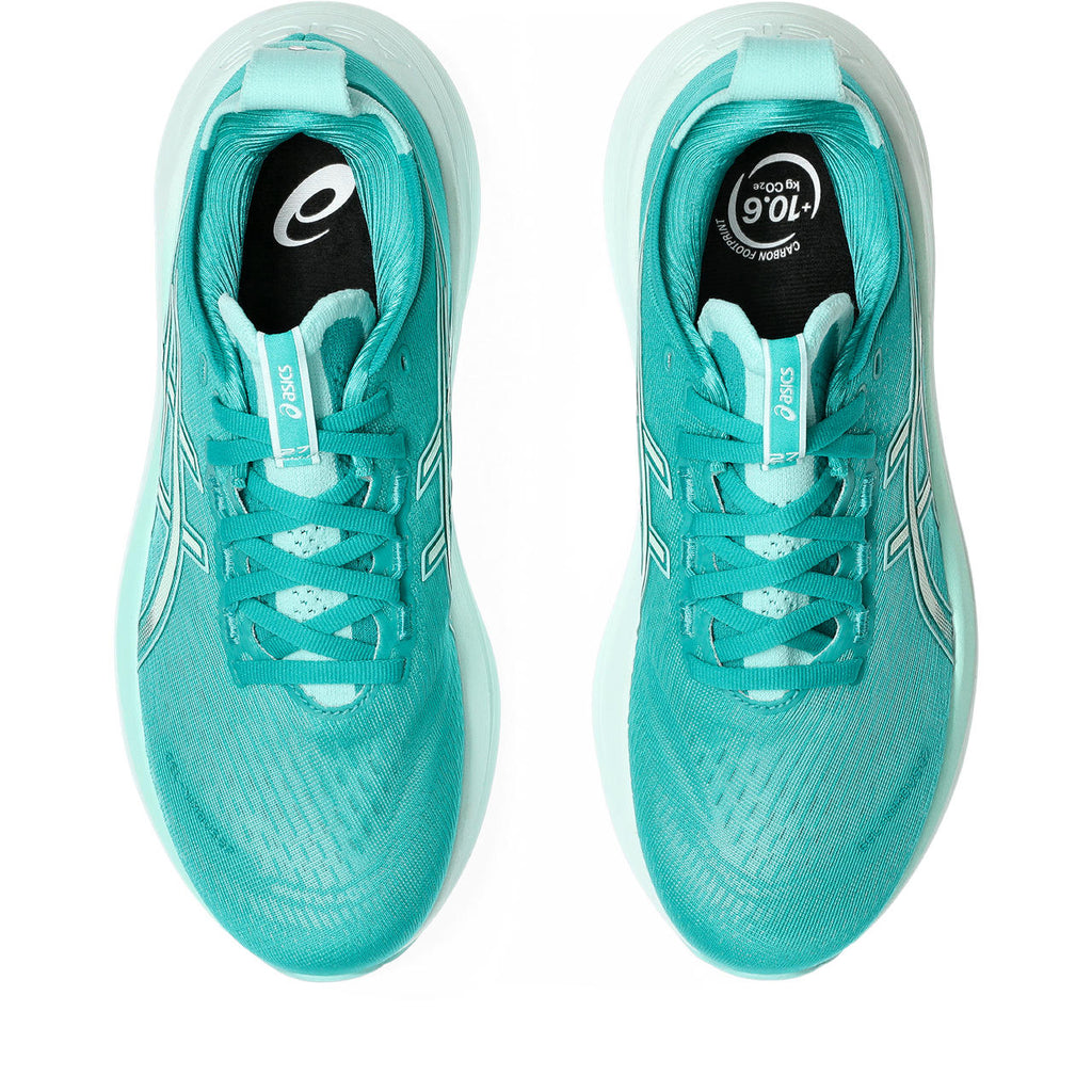 Asics womens shoes  neutral running shoes mens  sneakers  Gel-Nimbus 28 – Turquoise/White Running Shoe