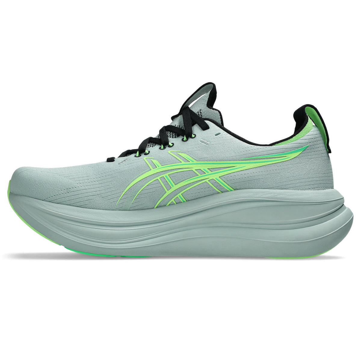 Asics womens shoes  neutral running shoes mens  sneakers Gel-Nimbus 28 – Light Gray/Neon Green Running Shoe