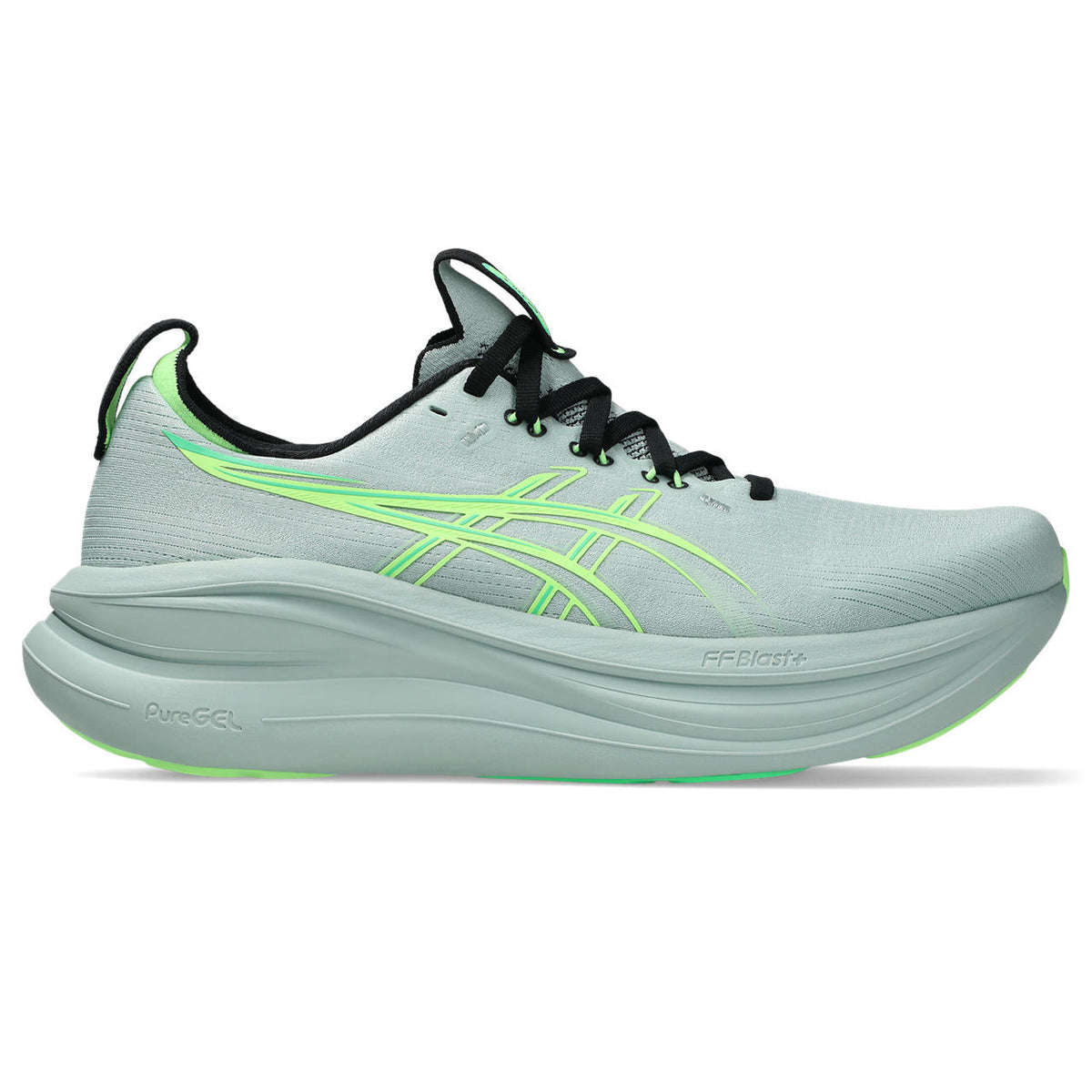 Asics womens shoes  neutral running shoes mens  sneakers Gel-Nimbus 28 – Light Gray/Neon Green Running Shoe
