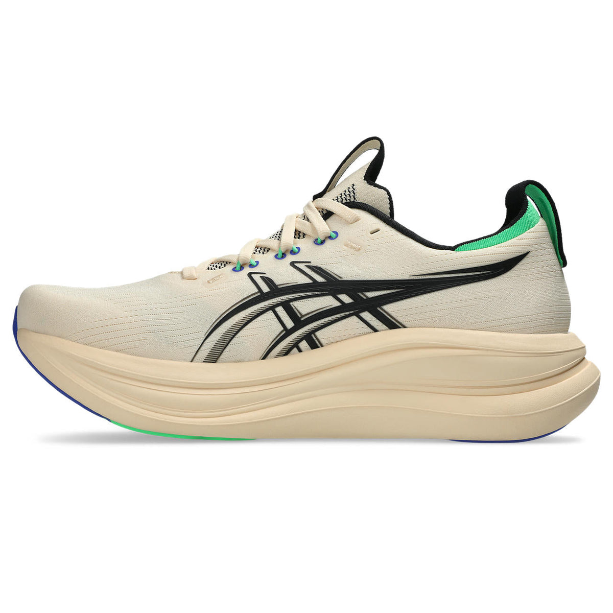 Asics womens shoes  neutral running shoes mens  sneakers Gel-Nimbus 28 – Cream/Black/Green Running Shoe