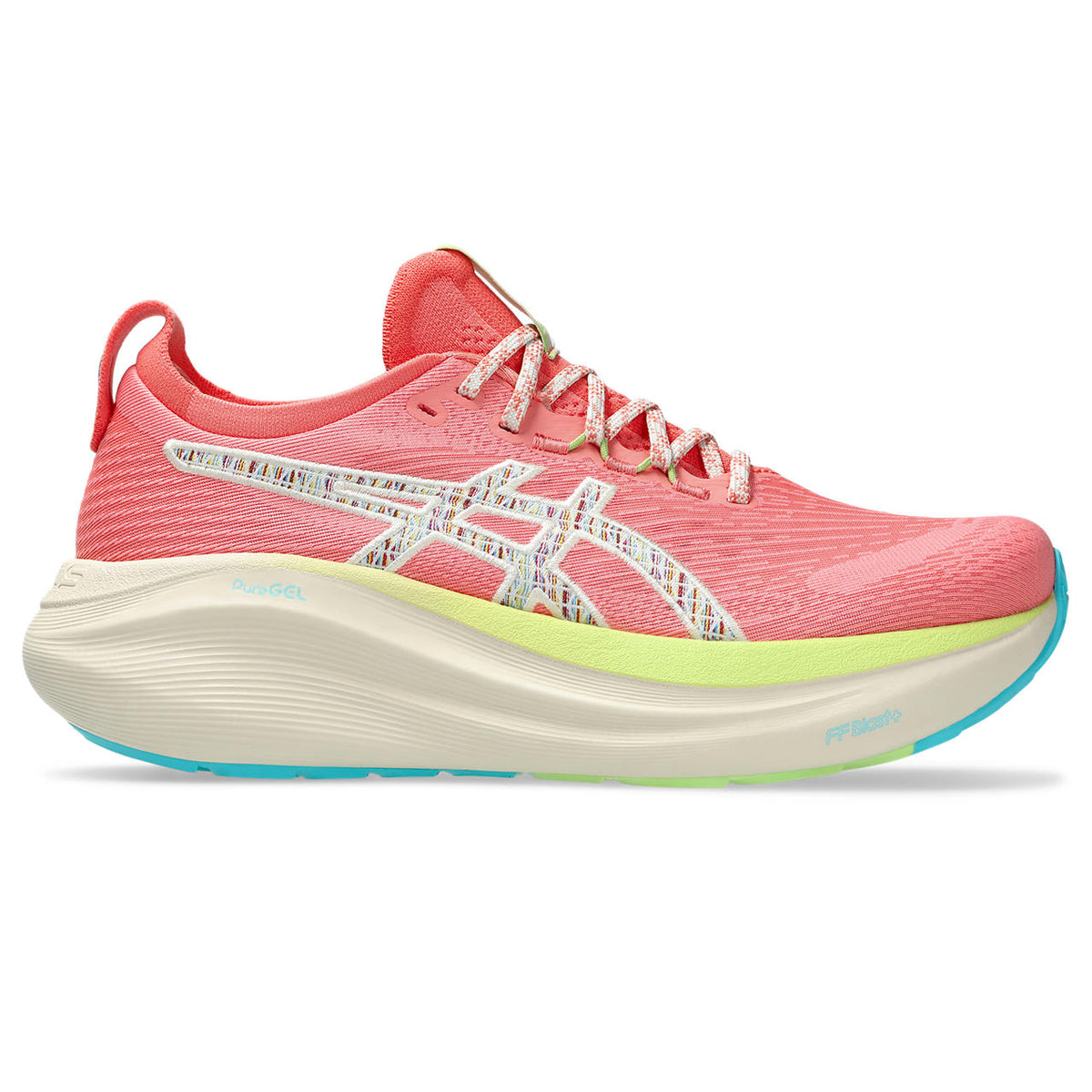 Asics womens shoes  neutral running shoes mens  sneakers Gel-Nimbus Coral Pink / Off-White / Multicolor