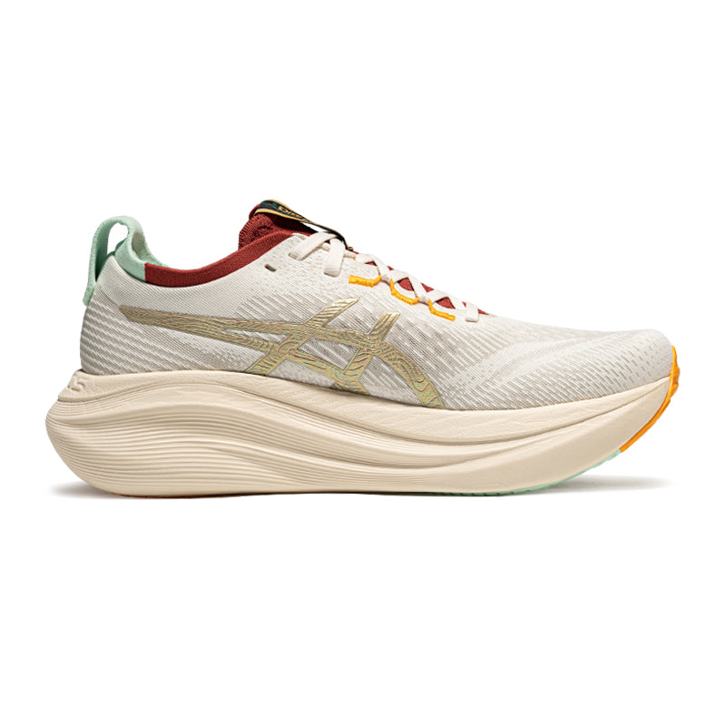 Asics womens shoes  neutral running shoes mens  sneakers Gel-Nimbus Off-White / Gold / Red / Orange