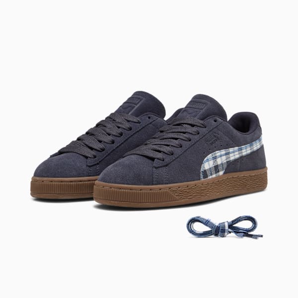 Puma Suede — Navy Blue / Plaid puma shoes for men  womens shoes  roma shoes